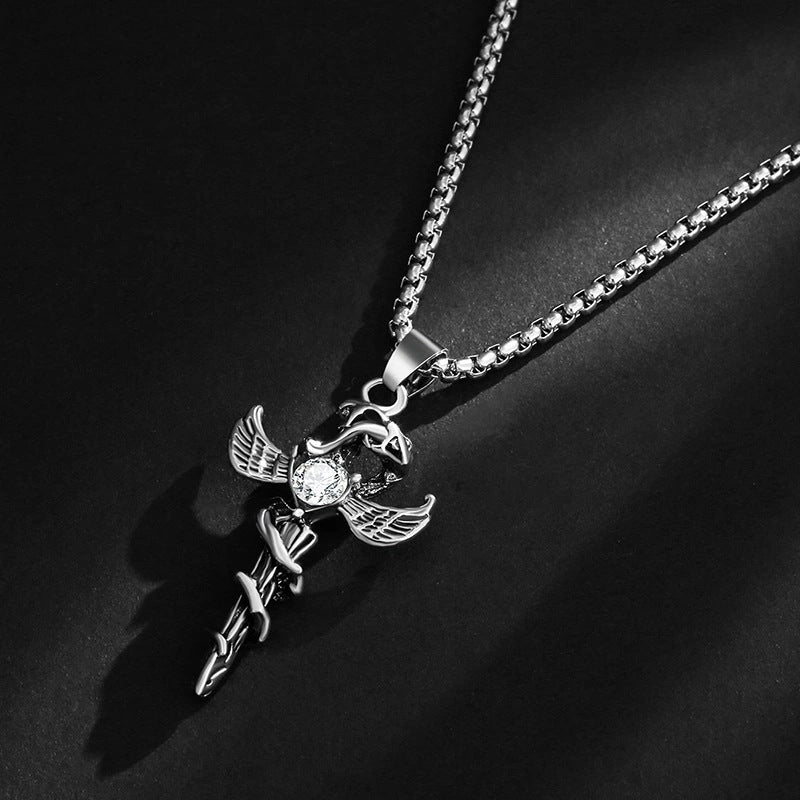 Wholesale Vintage Titanium Snake Gemstone Pendant Necklace